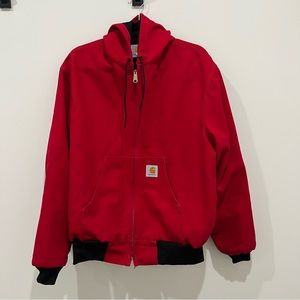 Vintage Red Carhartt J140 Quilted Lined Duck Work Jacket L